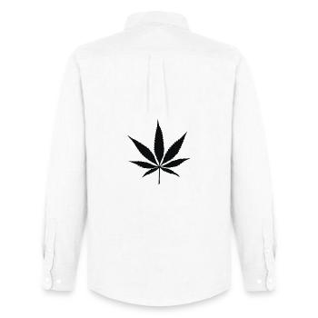 Cannabis Leaf Silhouette - Men's Oxford Shirt by Stanley/Stella - white - Back - AI Model Male 185 dark (185cm)