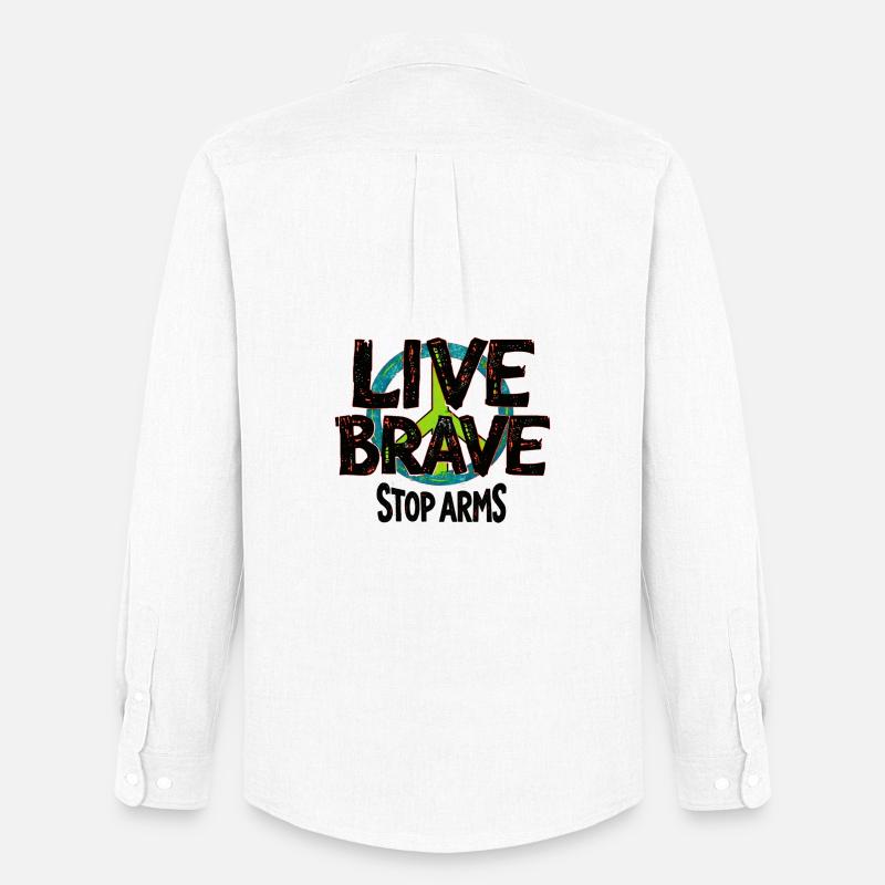 LIVE BRAVE – STOP ARMS contro guerra e violenza - Stanley/Stella Camicia Oxford uomo - bianco