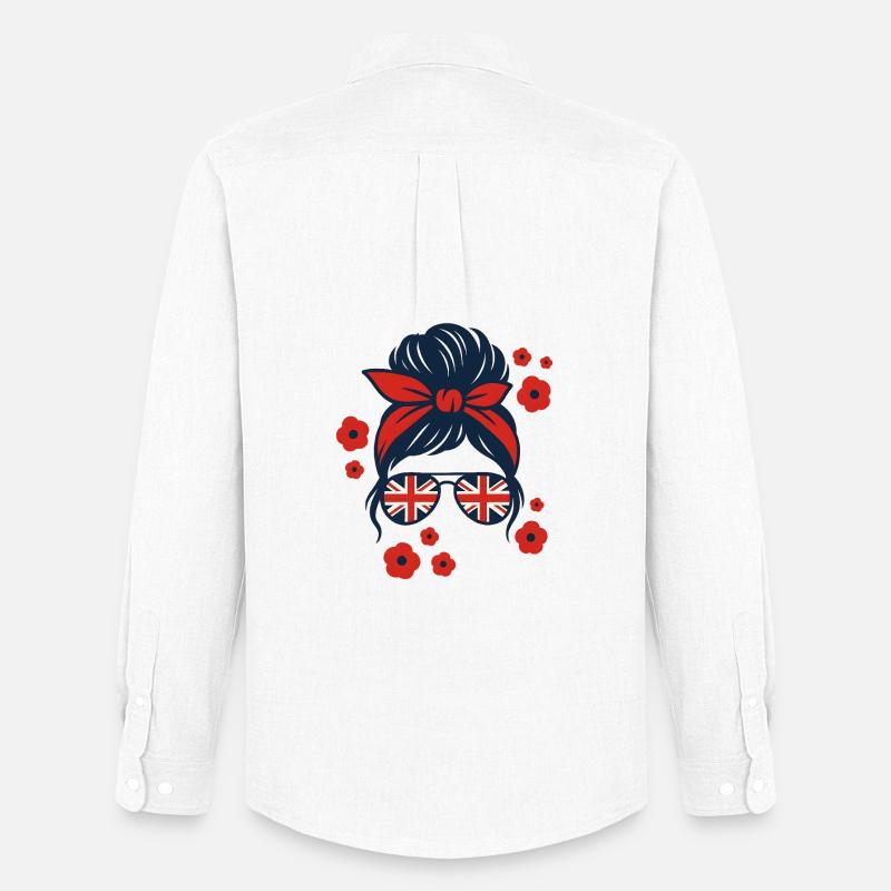 Brit Pop Sonnenbrille mit Blumenmuster - Männer Oxford Hemd von Stanley/Stella - Weiß