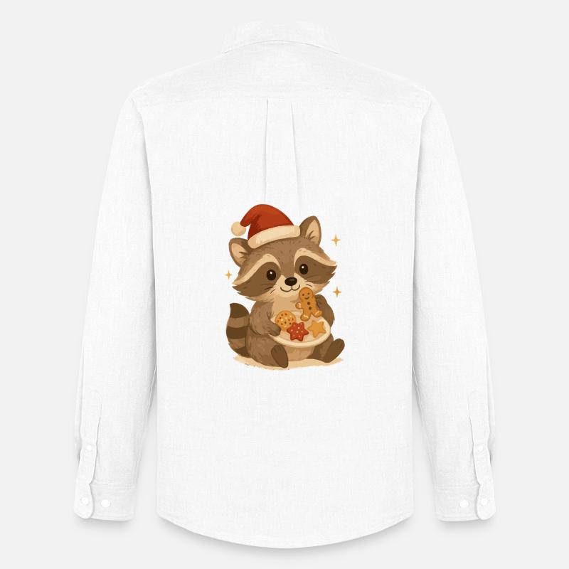 Weihnachts Waschbär mit Plätzchen - Männer Oxford Hemd von Stanley/Stella - Weiß