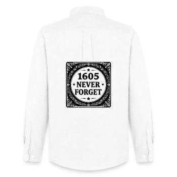 Black Gunpowder Stamp  - Men's Oxford Shirt by Stanley/Stella - white - Back - AI Model Male 185 dark (185cm)