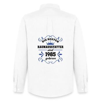 Décorateur d’intérieur Anniversaire Né 1985 85 - Chemise Oxford homme Stanley/Stella - blanc - Dos - AI Model Male 185 dark (185cm)