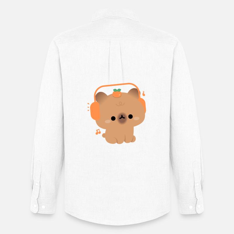 Kawaii Capybara mit Kopfhörern - Männer Oxford Hemd von Stanley/Stella - Weiß