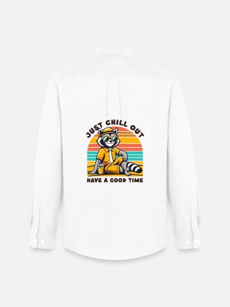 Chill Raccoon - Summer Retro Beach Vibes - Men's Oxford Shirt by Stanley/Stella - white