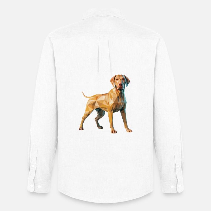 Brauner Hund - Cooles Low-Poly-Logo - Männer Oxford Hemd von Stanley/Stella - Weiß