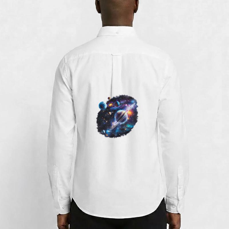 Galactic Planetary System Pattern Men's Oxford Shirt by Stanley/Stella
