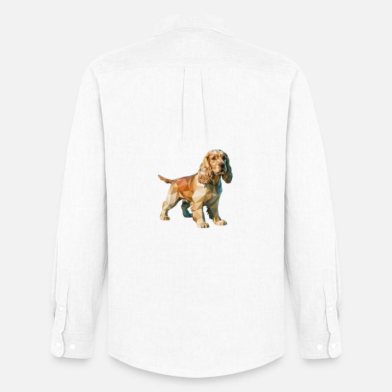 Cocker Spaniel - Cooles Low-Poly-Logo - Männer Oxford Hemd von Stanley/Stella - Weiß