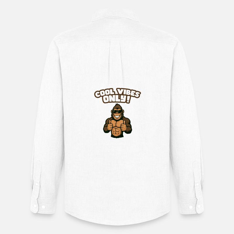 Gorilla mit Cool Vibes - Männer Oxford Hemd von Stanley/Stella - Weiß