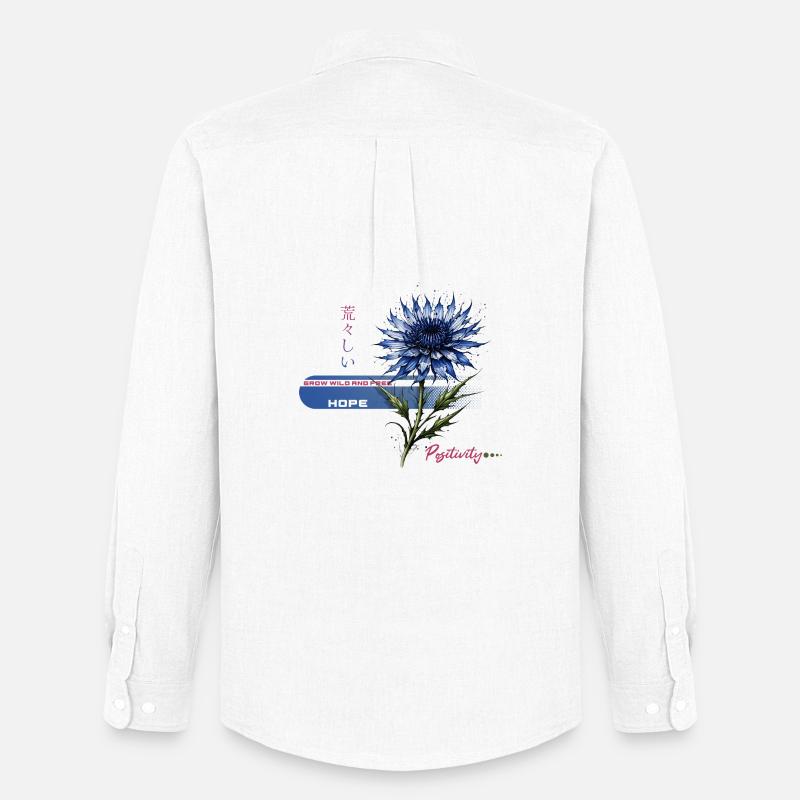 Blaue Blüte Hoffnung - Männer Oxford Hemd von Stanley/Stella - Weiß