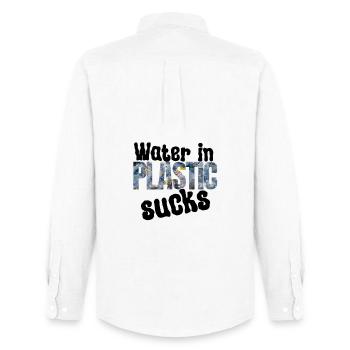 Water in plastic is annoying - Men's Oxford Shirt by Stanley/Stella - white - Back - AI Model Male 185 dark (185cm)