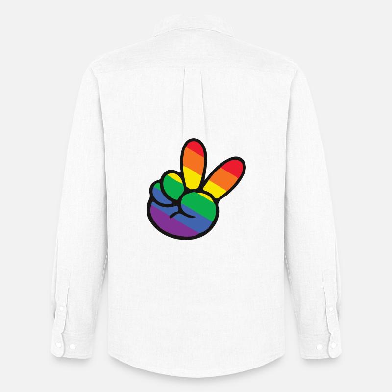 Regenbogen Peace Zeichen Hand - Männer Oxford Hemd von Stanley/Stella - Weiß