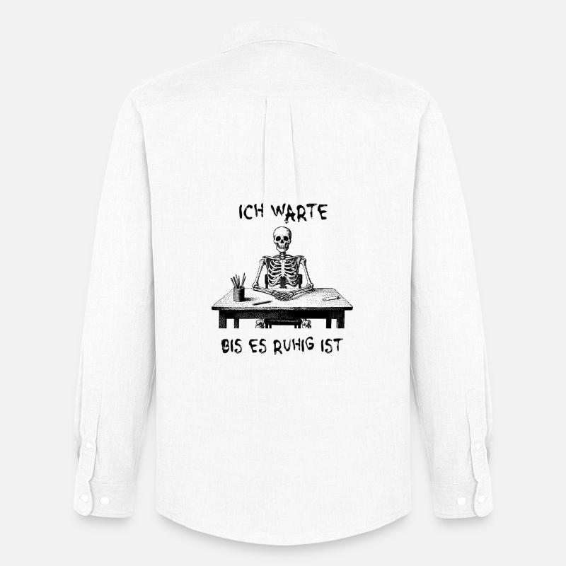 I'll wait until it's quiet - skeleton - Men's Oxford Shirt by Stanley/Stella - white
