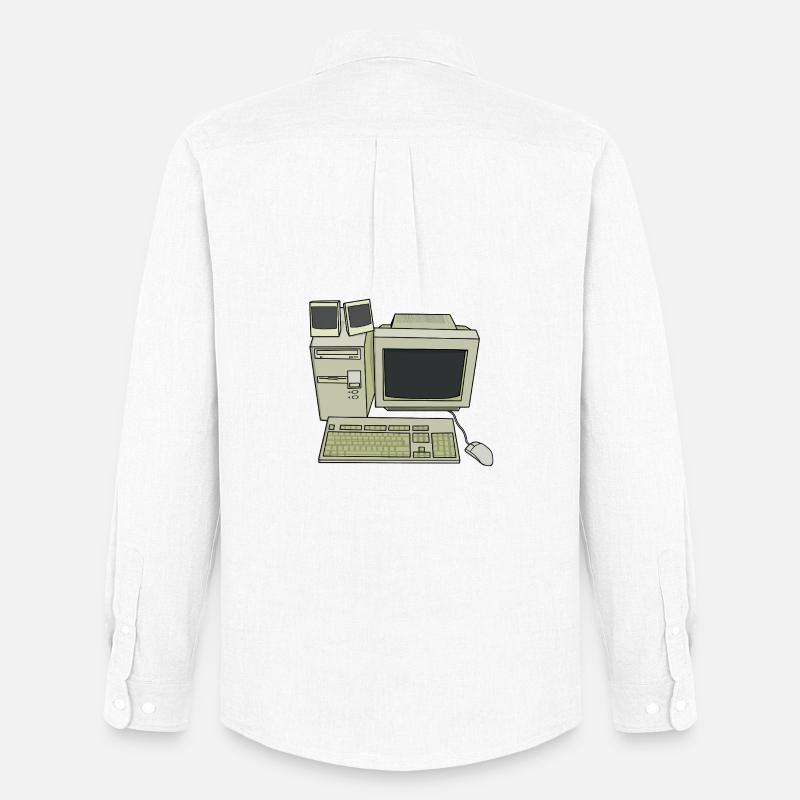 Retro Computer Desk Einrichtung - Männer Oxford Hemd von Stanley/Stella - Weiß