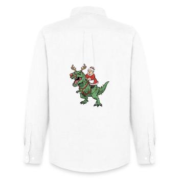 La mère Noël chevauche un T-Rex Funny Christmas Dino Sow - Chemise Oxford homme Stanley/Stella - blanc - Dos - AI Model Male 185 dark (185cm)