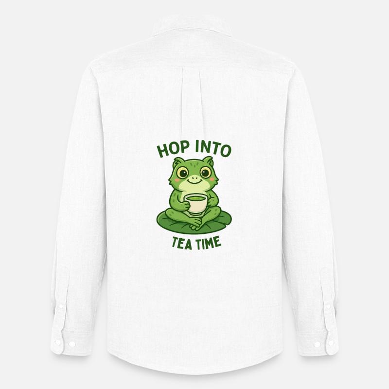 Frosch Teezeit Matcha Illustration Design  - Männer Oxford Hemd von Stanley/Stella - Weiß