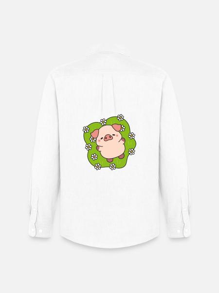 Happy flowering pig in meadow - Men's Oxford Shirt by Stanley/Stella - white