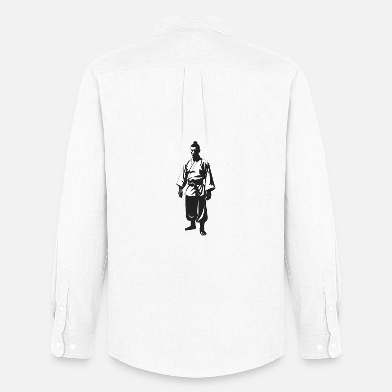 Shaolin Mönch - Cooles Silhouetten-Logo - Männer Oxford Hemd von Stanley/Stella - Weiß