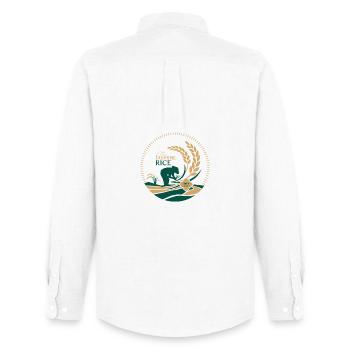 Logo du riz au jasmin thaïlandais Bio - Chemise Oxford homme Stanley/Stella - blanc - Dos - AI Model Male 185 dark (185cm)