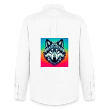 Wolf - Men's Oxford Shirt by Stanley/Stella - white - Back - AI Model Male 185 dark (185cm)