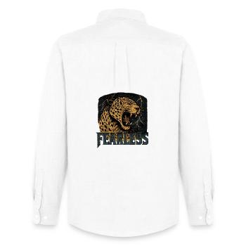 Conception de puissance Leopard intrépide - Chemise Oxford homme Stanley/Stella - blanc - Dos - AI Model Male 185 dark (185cm)