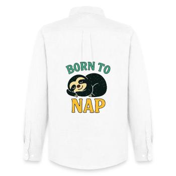 Born to Nap Faultier - Männer Oxford Hemd von Stanley/Stella - Weiß - Hinten - AI Model Male 185 dark (185cm)