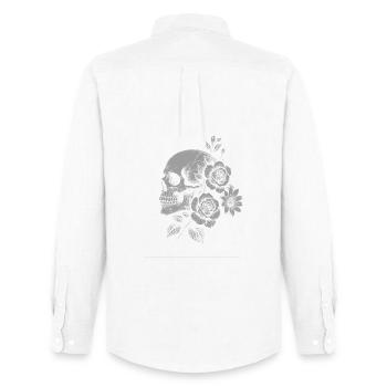Gothic Floral Skull with Roses - Men's Oxford Shirt by Stanley/Stella - white - Back - AI Model Male 185 dark (185cm)