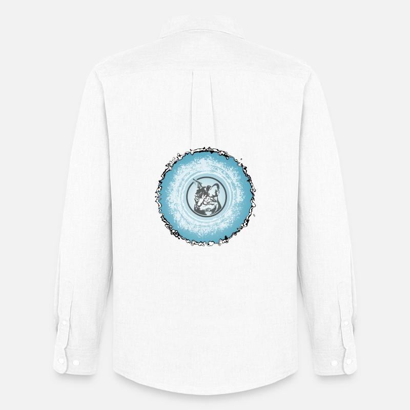 Katzenkreis Blau Silhouette - Männer Oxford Hemd von Stanley/Stella - Weiß