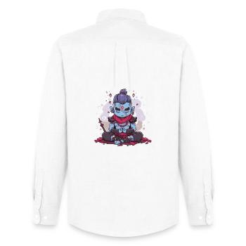 Blue Oni in Mystical Meditation - Men's Oxford Shirt by Stanley/Stella - white - Back - AI Model Male 185 dark (185cm)