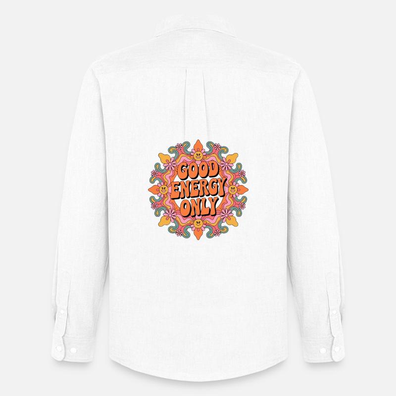 Psychedelic Retro – Good Energy Only - Männer Oxford Hemd von Stanley/Stella - Weiß