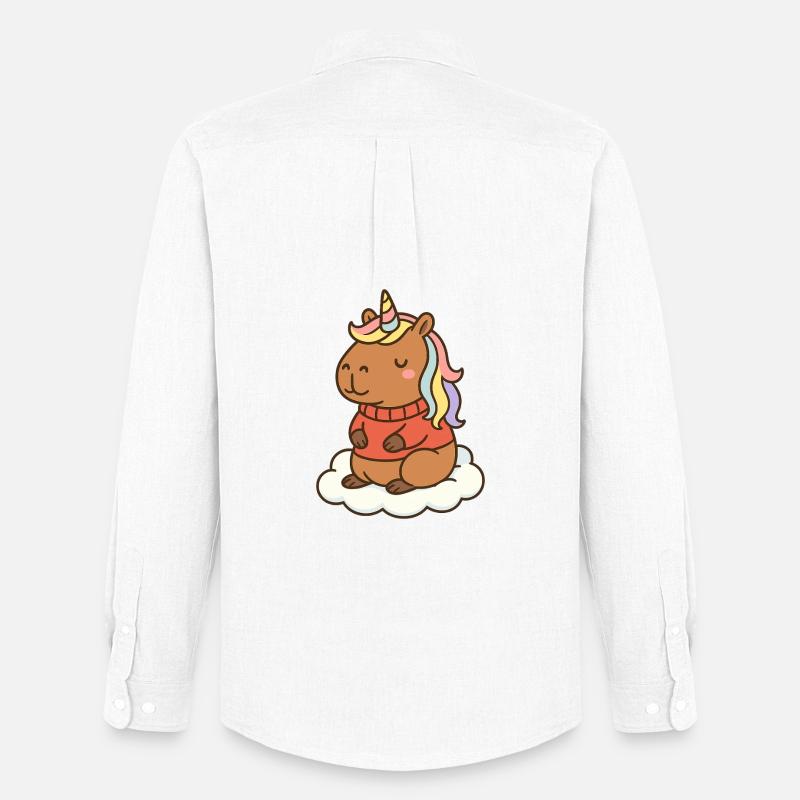 Capybara Einhorn 🌈 - Männer Oxford Hemd von Stanley/Stella - Weiß