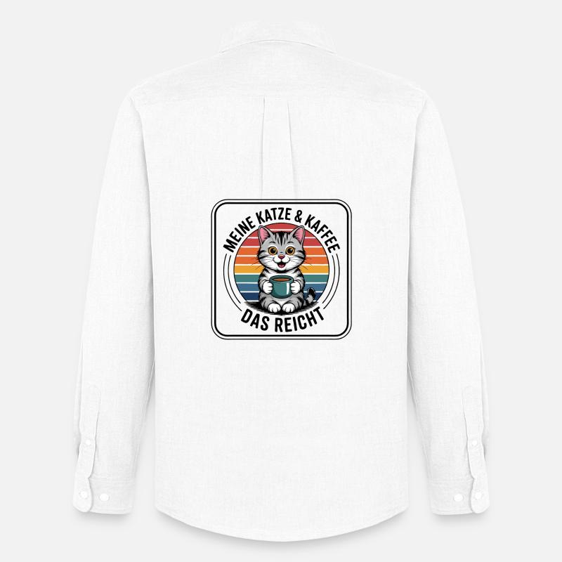 Kaffee Kätzchen im Retro Regenbogen - Männer Oxford Hemd von Stanley/Stella - Weiß