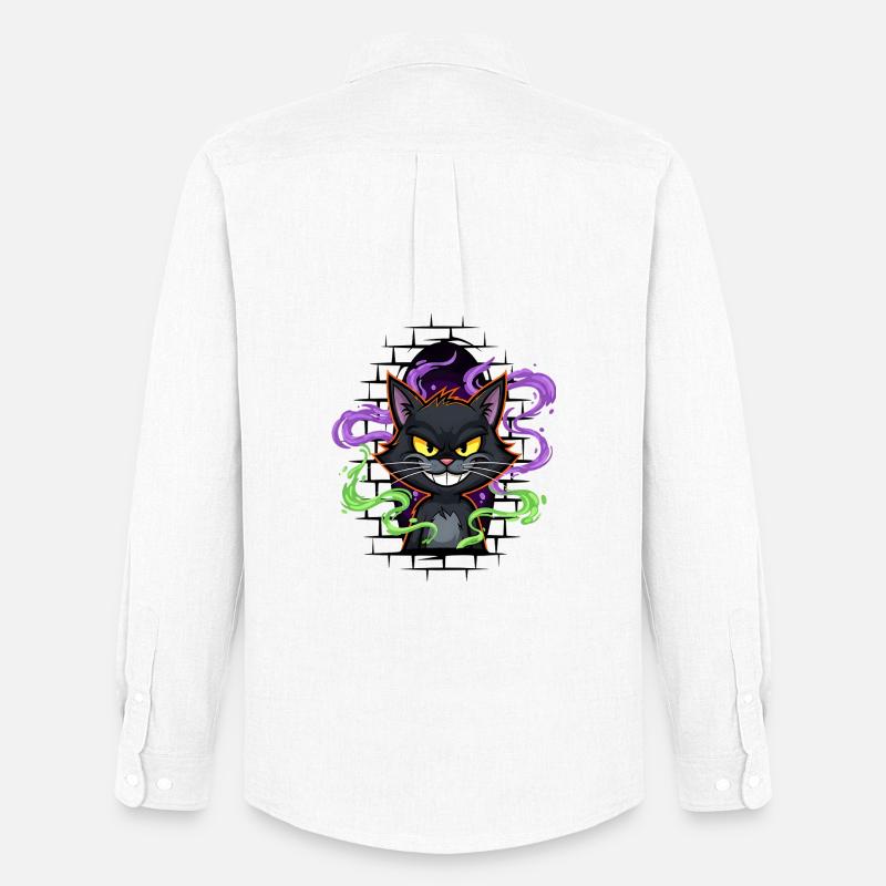 Graffiti Katze Neon - Männer Oxford Hemd von Stanley/Stella - Weiß