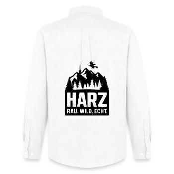 harz wild rau echt - Männer Oxford Hemd von Stanley/Stella - Weiß - Hinten - AI Model Male 185 dark (185cm)
