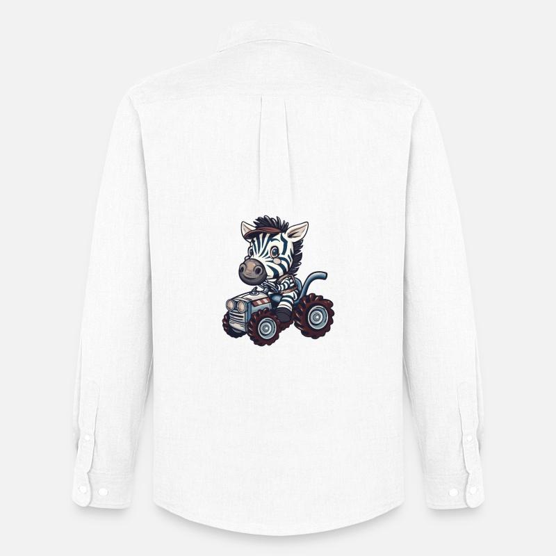 Zebra Traktor Farmer - Männer Oxford Hemd von Stanley/Stella - Weiß