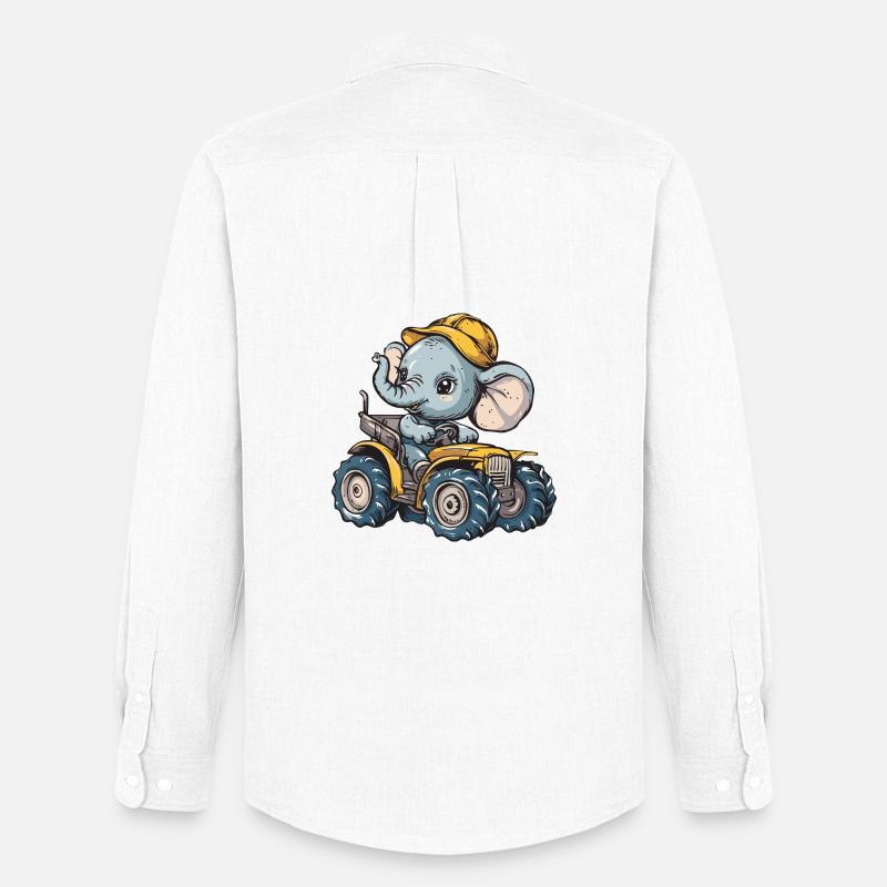 Elefant Traktor Farmer - Männer Oxford Hemd von Stanley/Stella - Weiß