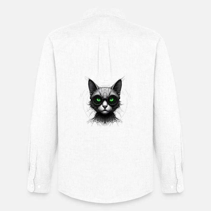 Grüne Augen Computer Programmierer Geek Katze - Männer Oxford Hemd von Stanley/Stella - Weiß