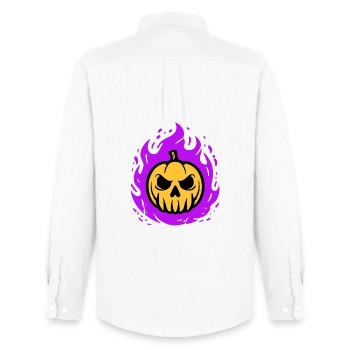 Orange pumpkin with purple flames - Men's Oxford Shirt by Stanley/Stella - white - Back - AI Model Male 185 dark (185cm)