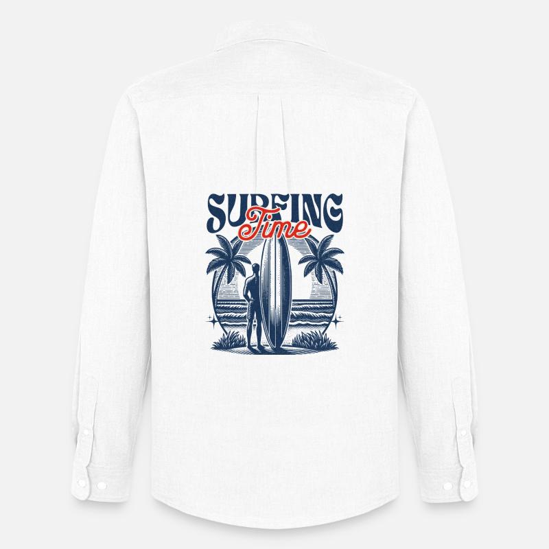 Surfing Time - Männer Oxford Hemd von Stanley/Stella - Weiß