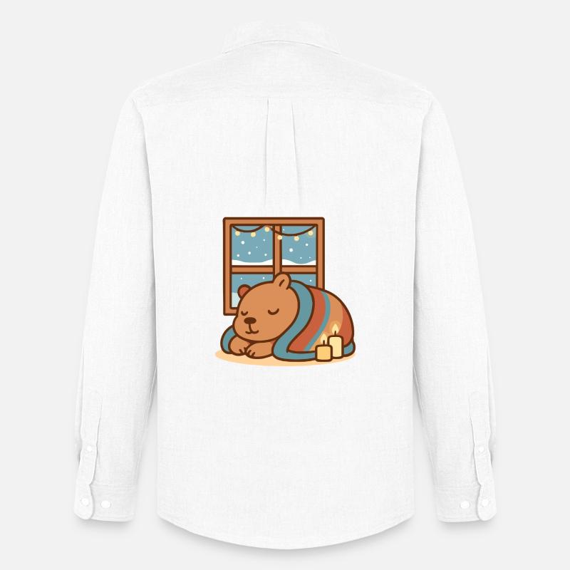 Capybara kuschelt sich im Winter ein - Männer Oxford Hemd von Stanley/Stella - Weiß