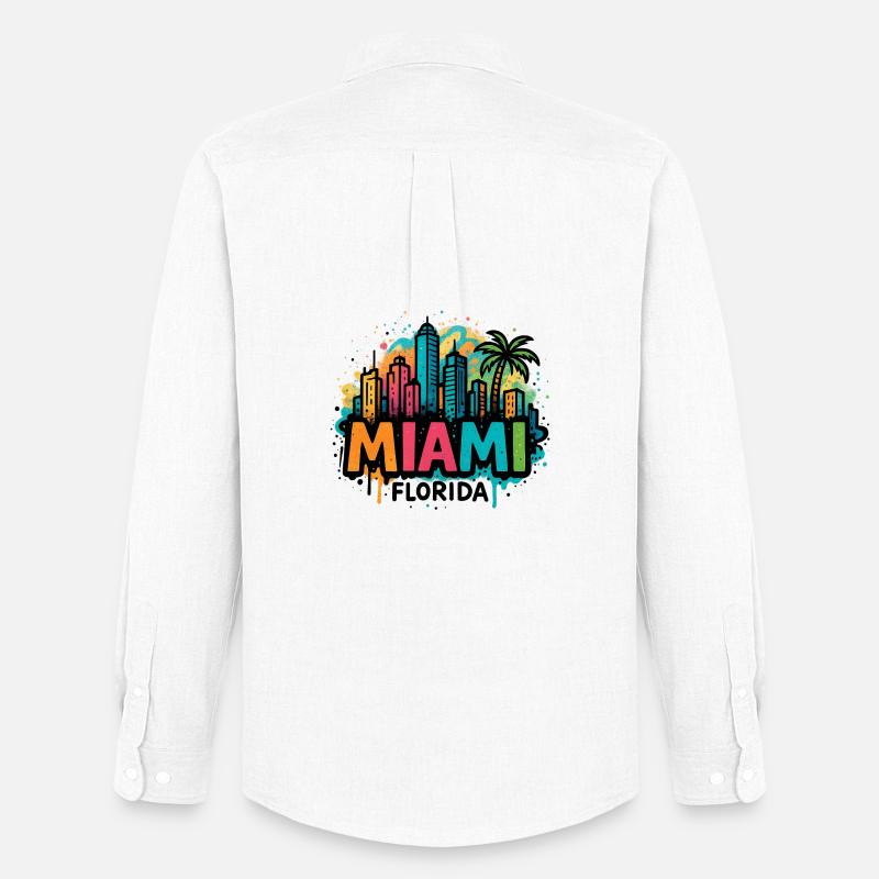 Miami Skyline Graffiti - Männer Oxford Hemd von Stanley/Stella - Weiß