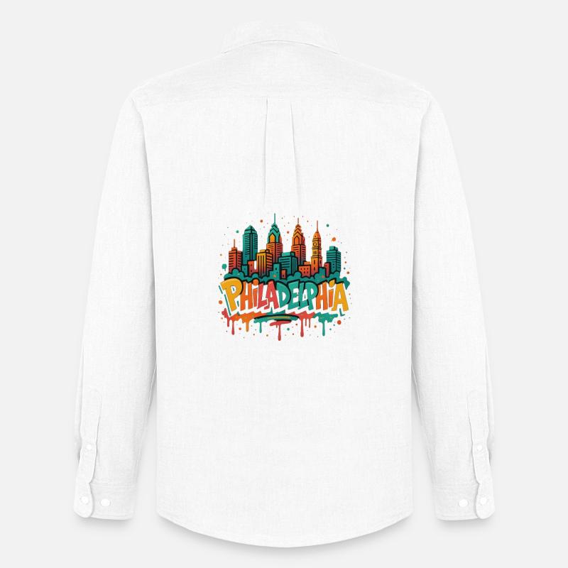 Philly Graffiti Skyline - Men's Oxford Shirt by Stanley/Stella - white