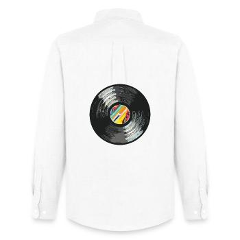 Vinyl_6 - Männer Oxford Hemd von Stanley/Stella - Weiß - Hinten - AI Model Male 185 dark (185cm)