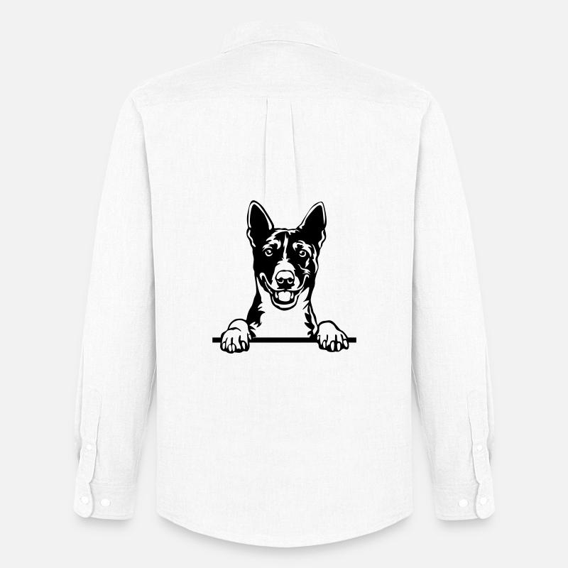 Basenji Kopf - Männer Oxford Hemd von Stanley/Stella - Weiß