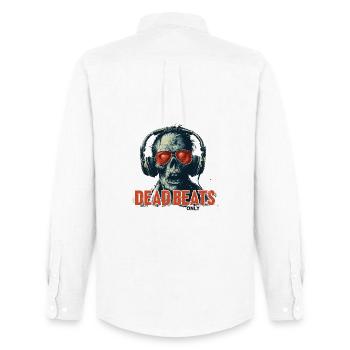 Dead Beats Only - Conception de musique zombie cool - Chemise Oxford homme Stanley/Stella - blanc - Dos - AI Model Male 185 dark (185cm)