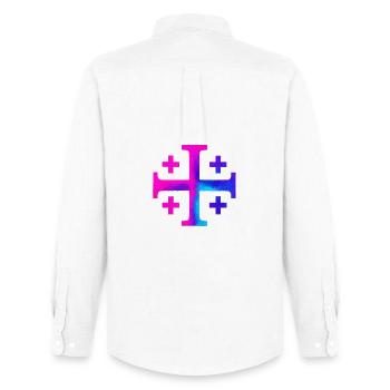 Kairos Cross (Jerusalem Cross) – Galaxy - Men's Oxford Shirt by Stanley/Stella - white - Back - AI Model Male 185 dark (185cm)