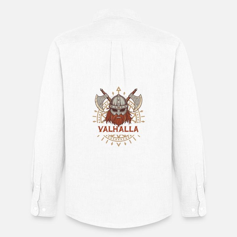 Valhalla Wikingeraxt & Bart - Männer Oxford Hemd von Stanley/Stella - Weiß