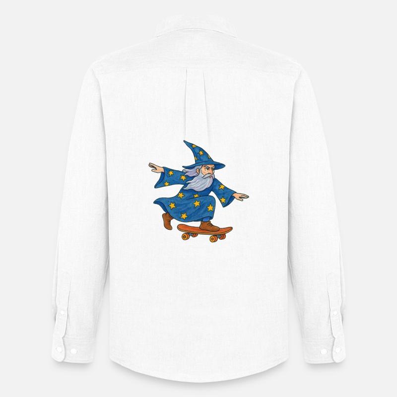 Starry Wizard Skateboard - Männer Oxford Hemd von Stanley/Stella - Weiß