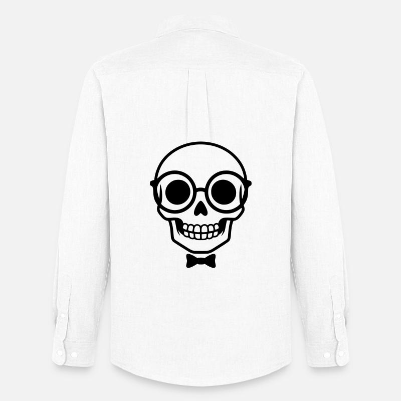 Nerd Totenkopf mit Brille & Fliege - Männer Oxford Hemd von Stanley/Stella - Weiß