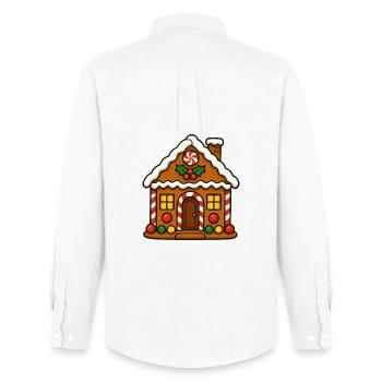 Gingerbread house with candy cane motif - Men's Oxford Shirt by Stanley/Stella - white - Back - AI Model Male 185 dark (185cm)