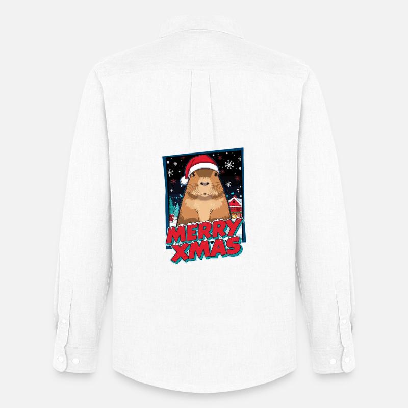Capybara mit Santa Hut Weihnachten - Männer Oxford Hemd von Stanley/Stella - Weiß